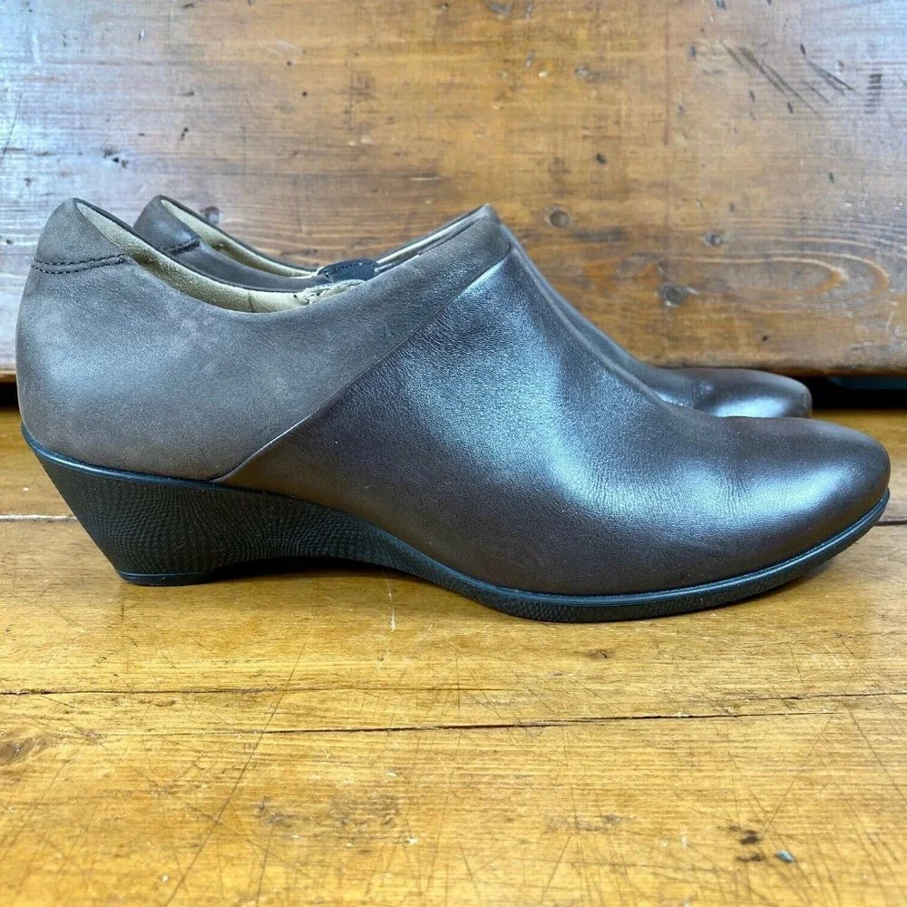 Ecco Women's Leather Wedge Heel Booties 8.5